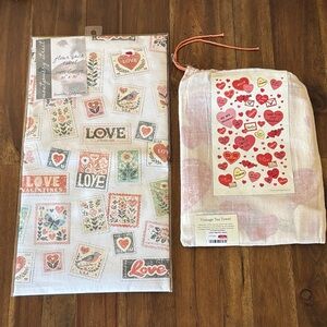 💌Cavallini & Co. Valentine Vintage Tea Towel & Montgomery St. Flour Sack Towel